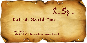 Kulich Szalóme névjegykártya